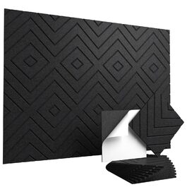 Самоклеючі акустичні панелі Vieshful для шумоізоляції стін та стелі, 10 шт, 30x30x1 см, чорні — звукопоглинаючі плити для студії, офісу та спальні