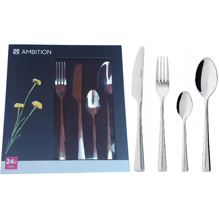 Набір столових приборів Ambition Siena, 48 предметів, на 12 осіб, полірована сталь