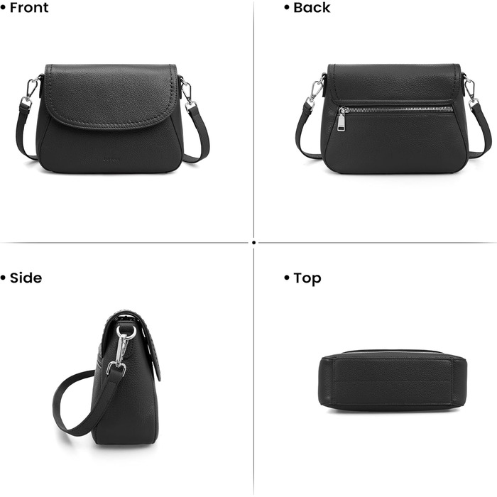 Сумка жіноча через плече Befen зі шкіри, середнього розміру, RFID-захист, чорна. Кросбоді, сумка на плече для жінок