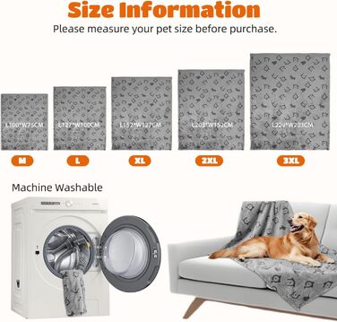 Водонепроникний плед для собак Nobleza XXL (203 x 152 см), м'який та пухнастий, для собак та котів, можна прати в машині, двосторонній чохол для дивану, сірий
