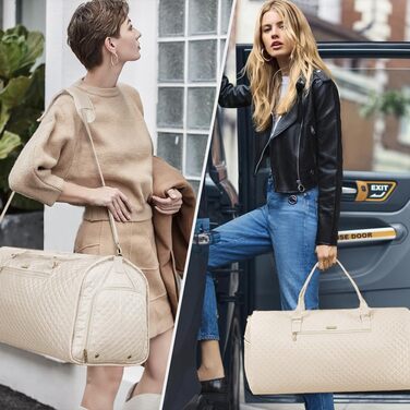 Сумка-органайзер для подорожей 2в1 для жінок, велика складана дорожня сумка Weekender з 6 органайзерами для одягу та відділенням для взуття, спортивна сумка для авіаперельотів, ручна поклажа, чорна (4.beige, 50L)