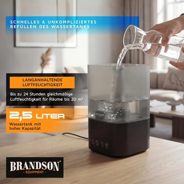 Зволожувач повітря Brandson 2.5л з керуванням від пульта, LED-підсвічуванням RGB та тихим мотором 30dB - для спальні, дитячої, вітальні