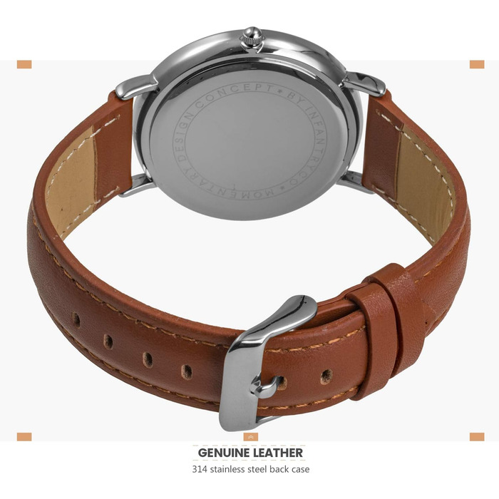 Чоловічий годинник Infantry MDC: мінімалістичний дизайн, кварцовий механізм, шкіряний ремінь, блакитно-сріблястий колір