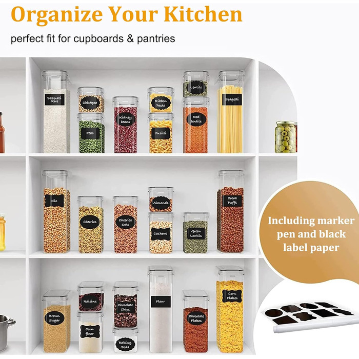 Набір контейнерів для зберігання STUSGO 42er, 8 шт. - прозорі пластикові контейнери для крупи, борошна та цукру