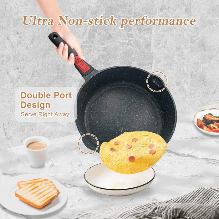 Сковорода з кришкою 24 см, антипригарне покриття, знімний ручка, підходить для всіх типів плит