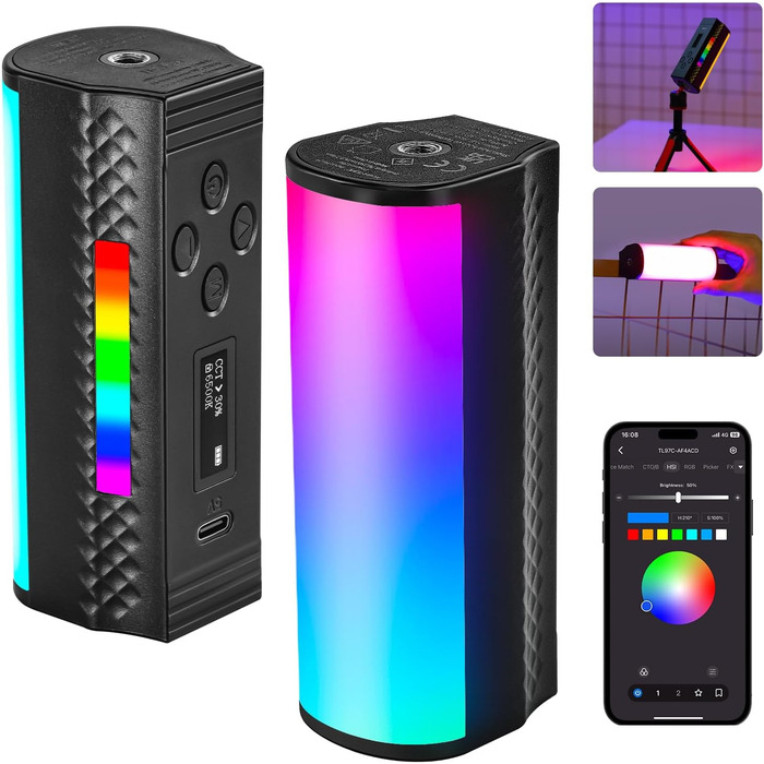 NEEWER LED відеосвітло з магнітним тримачем та штативом, RGB, 2500-8500K, 2500mAh, TL96RGB/TL97C (2 шт.)