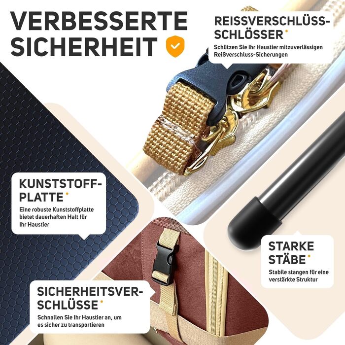 Транспортна переноска для кота та собаки, сумка-переноска для маленьких собак та котів, коричнева, 51 x 36 x 33 см