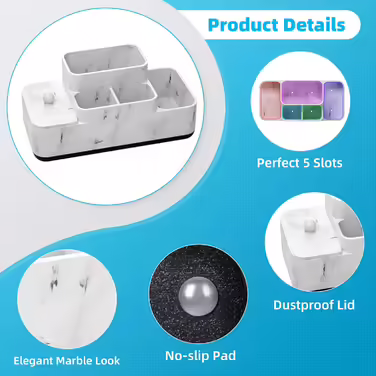 VITVITI Toothbrush Holder Electric Toothbrush Holder Toothbrush Holder Bathroom Kitchen Marble Resin Toothbrush Holder Bathroom Office Organizer Storage Toothbrush Toothpaste Holder Caddy Storage