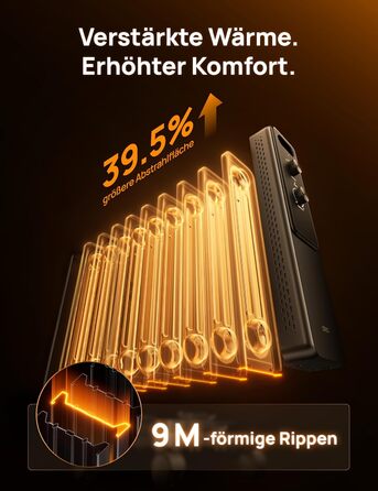 Електричний масляний радіатор Dreo з 9 ребрами, 2000W, тихий, з захистом від перегріву та перекидання, термостат, дитячий замок, енергозберігаючий