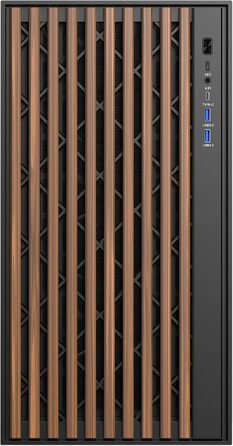 Ігровий корпус Itek Woody Gaming Tower ATX, 3x14см вентилятори, USB 3.0, Type-C, дерев'яна передня панель, загартоване скло, чорний