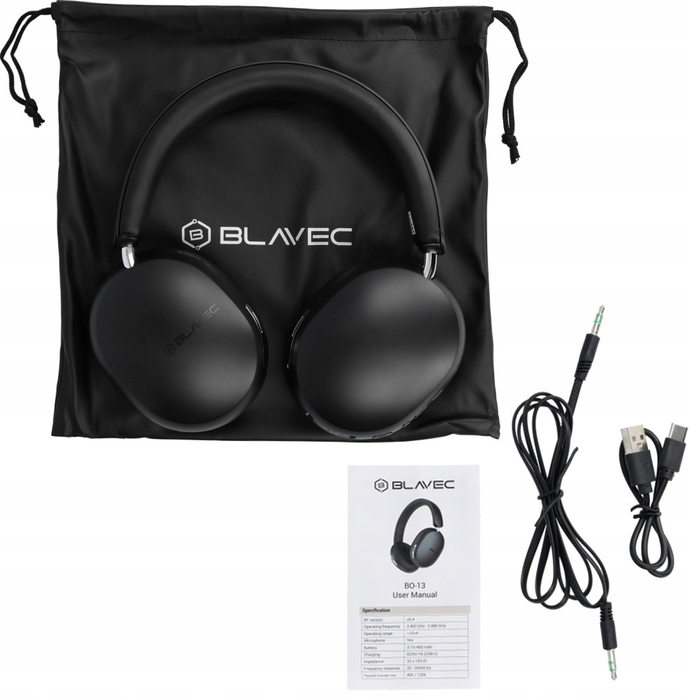 Бездротові накладні навушники Blavec з мікрофоном, Bluetooth 5.4, ANC та кейсом