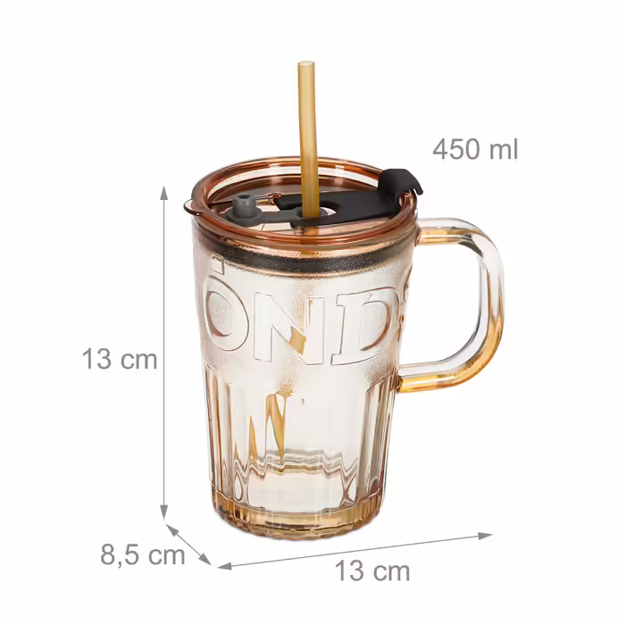 Relaxdays Set of 4 Handle Drinking Glasses