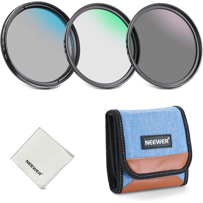 Набір фільтрів для об'єктива NEEWER UV/CPL/ND 82mm: захисний, поляризаційний, нейтральний фільтр