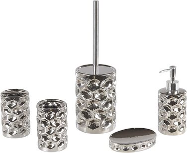 Елегасний аксесуар для ванної кімнати 5 шт. з кераміки срібного кольору Tirua