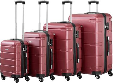 Набір валіз Zelsius 4 шт. з ABS, з кодовим замком, 4 колеса, внутрішній роздільник | Набір валіз 4 шт., Trolley, велика валіза, Luggage Set, ручна валіза (Червоний, 4-частинний)