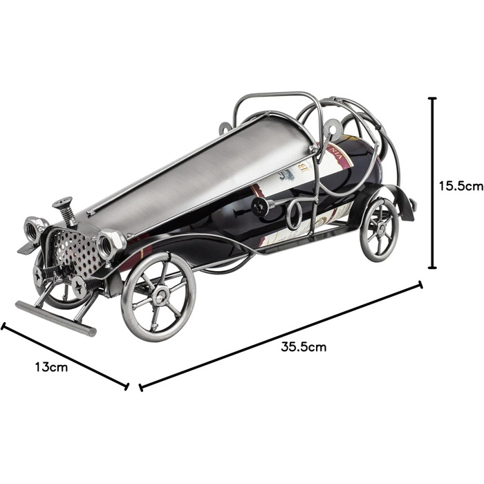 BRUBAKER Wine Bottle Holder Vintage Car Classic Car Bottle Stand Decorative Object Sculpture with Greeting Card for Wine Gift