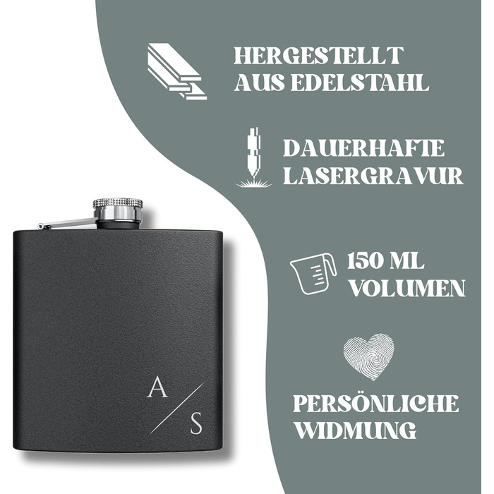 Набір фляг з гравіюванням - персоналізований з іменем - ідеальний подарунок на весілля та для чоловіків - нержавіюча сталь (Дизайн 8)