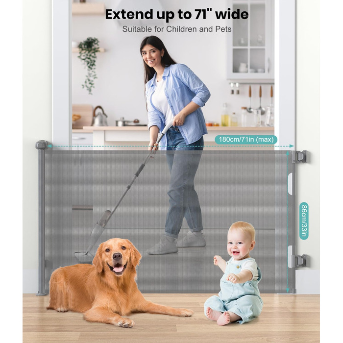 Захист для дитячих воріт Nalezuns, висувний, 0-180 см, сірий, для дітей