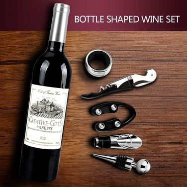 Набір викруток для вина з формою пляшки, 5 шт. Набір викруток для вина, аксесуари для вина, подарунковий набір, сомельє, відкривачі для пляшок (срібло)