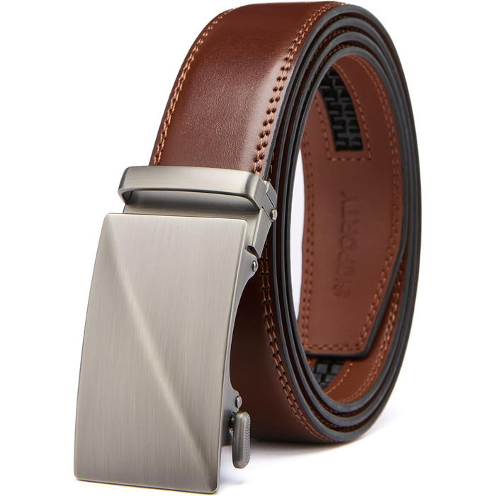 Чоловічий шкіряний ремінь на пряжці, 3,5 см, регульований, для джинсів, комфортна посадка (46-52W, C-tan)