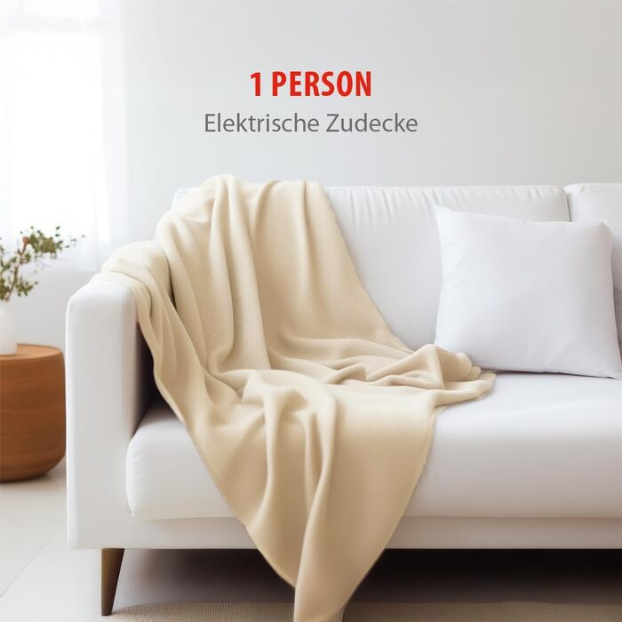 Електрична ковдра Alpina 180x130 см - 60W, 3 режими нагріву, біла, поліестер