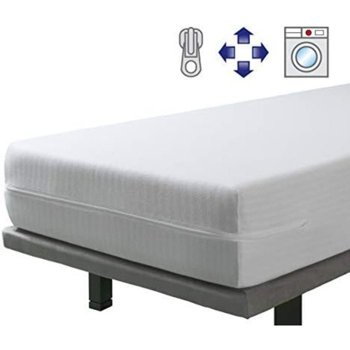 Savel - Stretch and Breathable Mattress Cover | 100x190 cm | with Perfect Fit/Mattress Protector/Zippered Cover. Cotton-blend fabric. Suitable for mattresses up to 30 cm high.