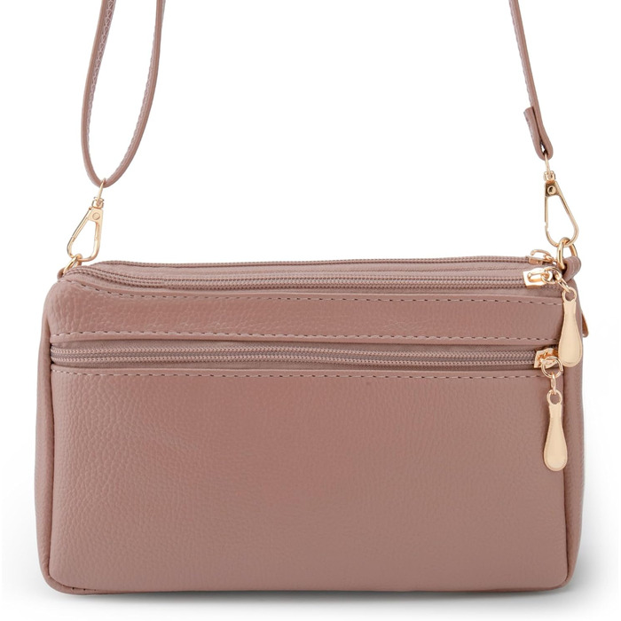 Сумка жіноча через плече маленька елегантна з тисненим візерунком, PU шкіра (Рожево-коричнева)