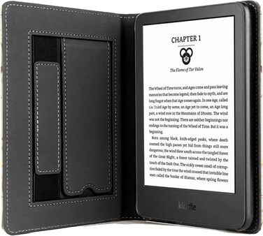 Чохол TOKILO для Kindle 6' eReader (11-те покоління 2024/2022), преміум шкіряний чохол з авто-ввімкненням/вимиканням, підставка, кишеня для карток, сумісний лише з Kindle, чорний (A-Bunter Kreis)