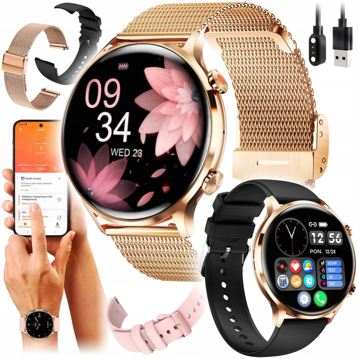 Жіночий смарт-годинник NejtStyle: можливість дзвінків, українське меню, золотий колір