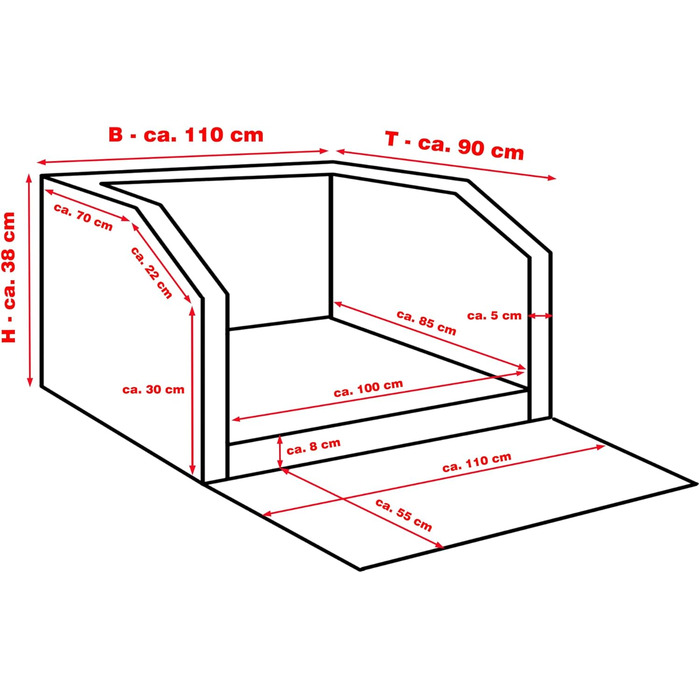 CopcoPet Автомобільне ліжко для собак у багажник, 110x90x38 см, штучна шкіра, захист багажника, водовідштовхувальне, стійке до подряпин, нековзне, міцне з захисним покривалом, чорне, 110 x 90 см