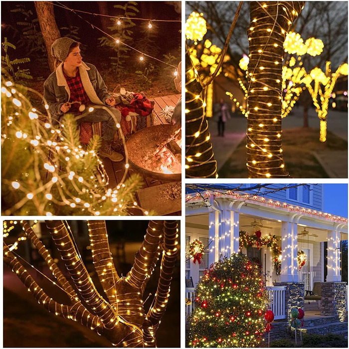 Ланцюжок LED-ліхтарів 220 LED, 25 м, 8 режимів, вологостійкий, з пультом, для декору кімнати, балкона, вечірки, Різдва (тепле біле світло), мідний дріт, PVC