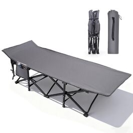 Ліжко кемпінгове розкладне Sekey XXL 190x71x35 см, сталеві труби, Oxford, сіре - для риболовлі та кемпінгу