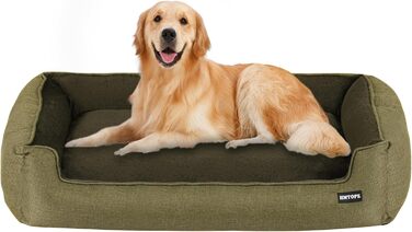 HMTOPE Dog Bed, Dog Sofa, Dog Cushion, Dog Basket, Removable and Washable, 110 x 86 x 26 cm (L 110 x W 86 x H 26 cm, Olive Green)