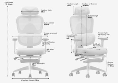 Ергономічне крісло Musso E600SE для офісу, з регулюванням поперекової підтримки, 3D підлокітники та підголівник, з підніжкою, для жінок, захист спини, бежевий
