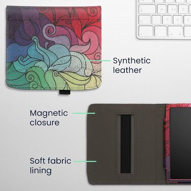 Чохол-книжка kwmobile для Pocketbook Era/Era Color з кишенею та лямкою - з малюнком 'Читаюча жінка' чорно-бежевий