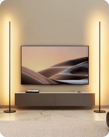 LED торшер Edishine 2 шт. з димуванням, тепле світло 3000K, регульована висота 146 см, для вітальні, спальні, офісу, чорний