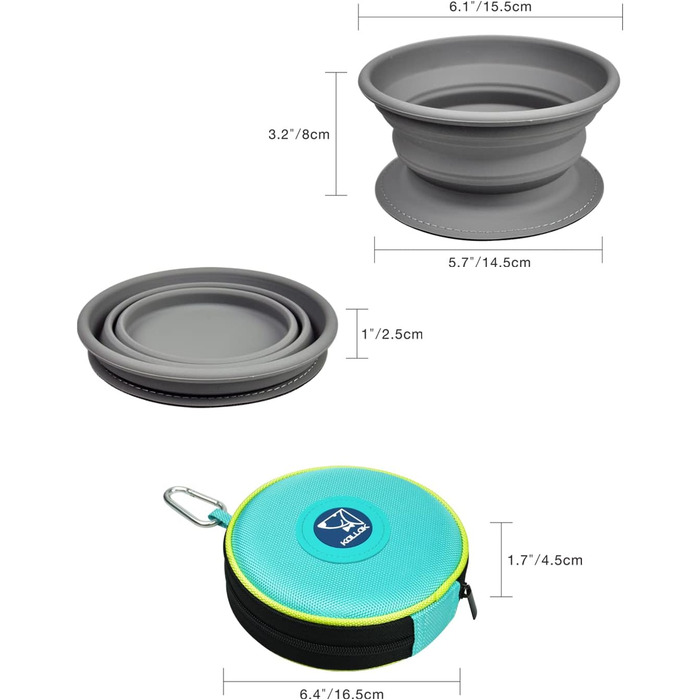 Складана миска для собак KALLAK: дорожня та звичайна, для корму та води, для маленьких та великих собак