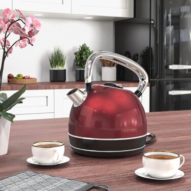 Arendo Retro Stainless Steel Kettle - 1.7L Electric Kettle with Replaceable Scale Filter, Cool Grey - Automatic Shutoff, GS Certified