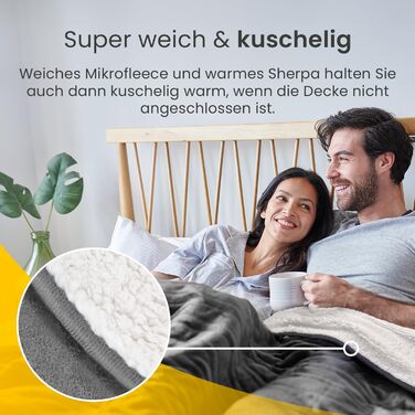 Електрична ковдра Cosi Home 180x130 см з підігрівом, автоматичним вимкненням, захистом від перегріву, з матеріалу Sherpa та Fleece, 10 температурних режимів, пульт керування, сірий колір