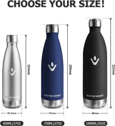 Термос-пляшка 750 мл, з нержавіючої сталі, BPA-Free, для спорту, подорожей, дітей, на відкритий простір, з вакуумною ізоляцією, витримує газовані напої, витік захищений, темно-зелений (1000 мл, чорний)