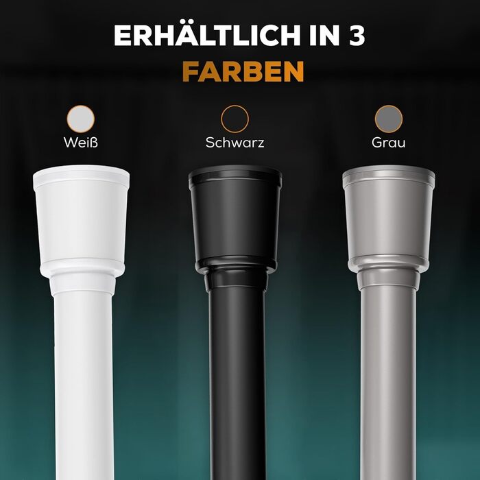 Штанга для штор без свердління 370-420 см, чорна, Ø 32 мм - штанга для кріплення штор, душової кабіни, дверей та шафи