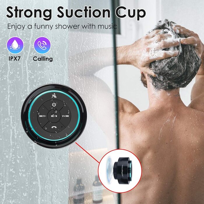 Xleader Shower Bluetooth Speaker Small Music Box, Waterproof Bluetooth Speaker with Suction Cup, Shower Speaker Electronics Gifts Music Box for Girls Boys Men Women