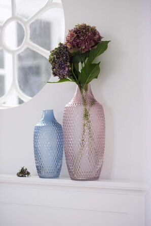 Ваза для квітів Leonardo Poesia, рожева, ручної роботи, скляна, 30 см, з рельєфним декором