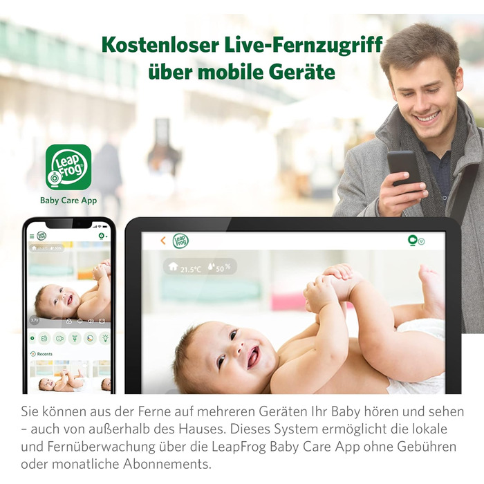Відеоняня LeapFrog LF2513 без Wi-Fi з IPS екраном 2.8 дюйма, поворотна, з нічним баченням, датчиком температури, радіусом дії 300 метрів та тривалістю роботи батареї 12 годин