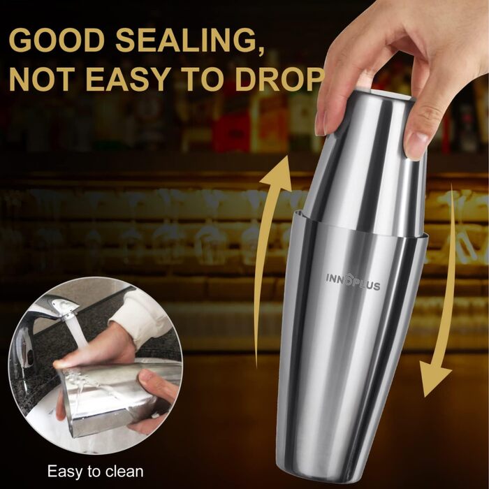 Набір для приготування коктейлів, професійний шейкер Boston, 12 предметів, нержавіюча сталь