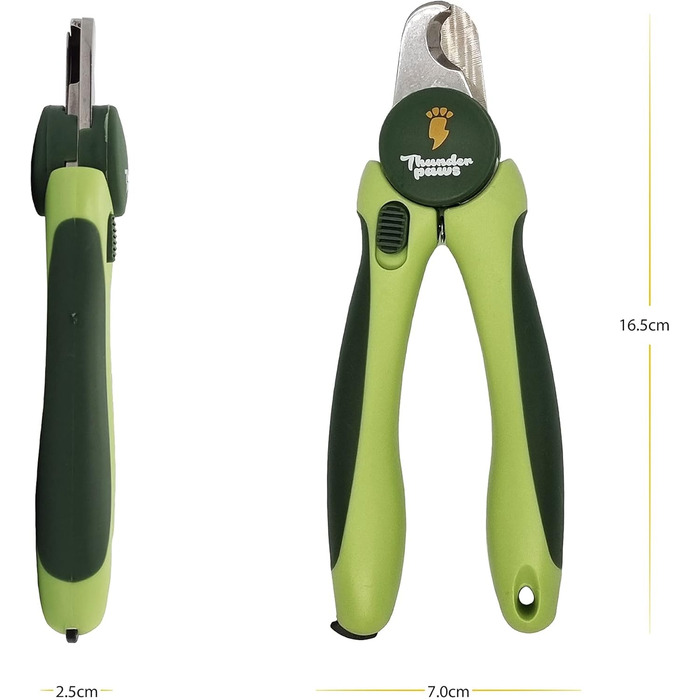 Професійна кусачка для собак з захистом, замком безпеки та пилочкою для нігтів (середня-велика, зелена)