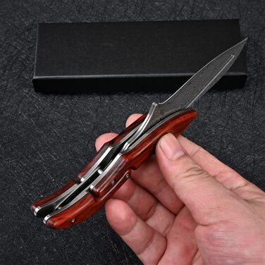 VG10 Damascus Steel Folding Pocket Knife for Men EDC Camping Outdoor Knife (Rückbiegung)