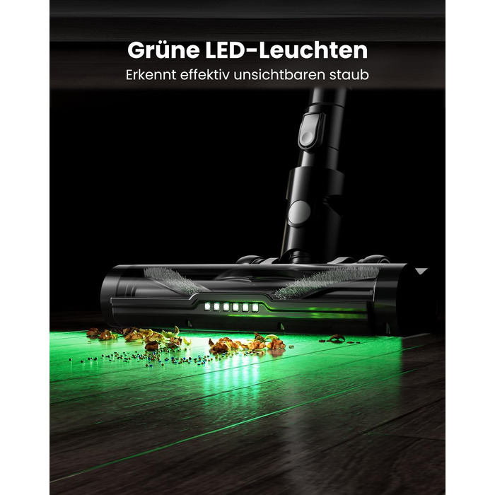 Бездротовий пилосос Proscenic P13: потужний акумуляторний пилосос з 45KPa, 550W, 45 хвилин роботи, сенсорний екран, зелене підсвічування, док-станція, 1.2L, видалення шерсті тварин, для килимів та твердих поверхонь