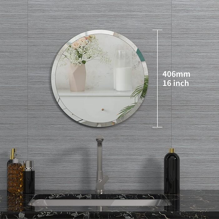 Круглий дзеркало Anyhi без рами, 40.6 см, для ванної, вітальні, спальні, з монтажем на стіну