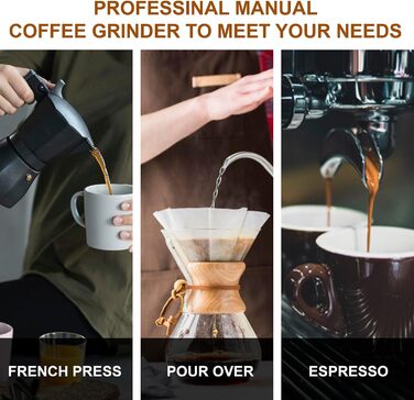 NewlukPro M6 Coffee Grinder Manual, Capacity 25g, Hand Coffee Grinder with Sharp Hexagonal Burr, Portable Manual Coffee Bean Grinder for Pour Over and Espresso